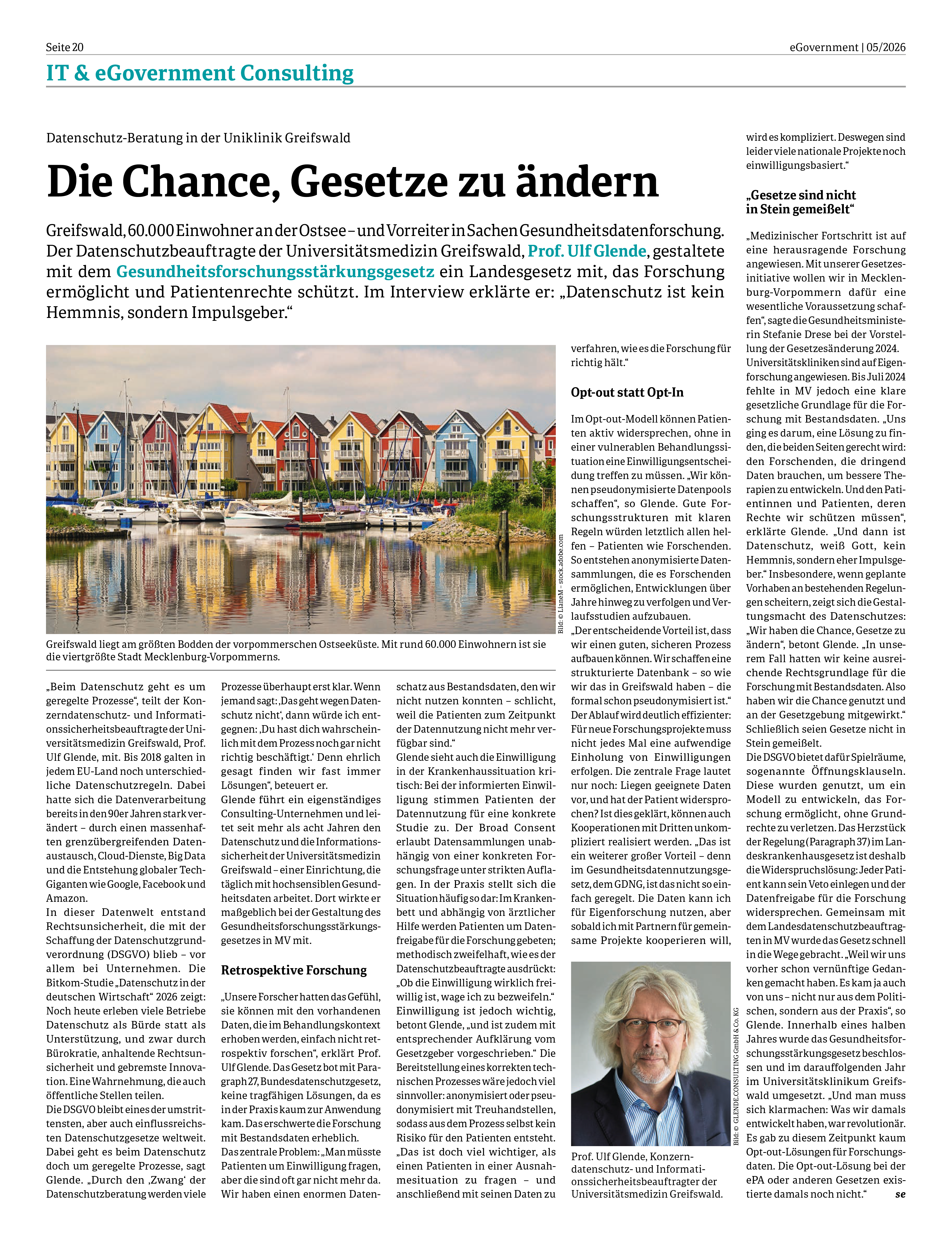 Interview mit Prof. Ulf Glende "Die Chance, Gesetze zu ändern"